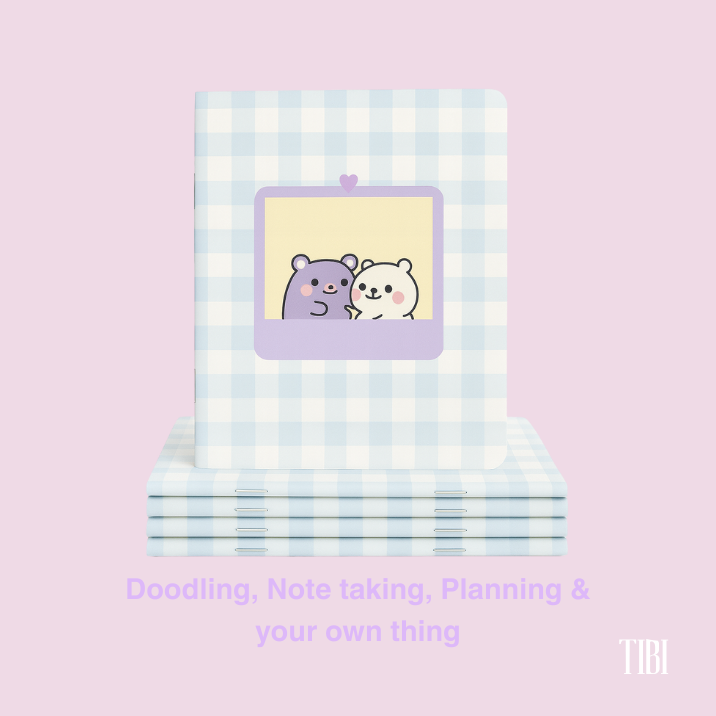 Blush & Blue Buddies pocket notebook India – cute soft cover pastel notebook 90 GSM paper by TIBI