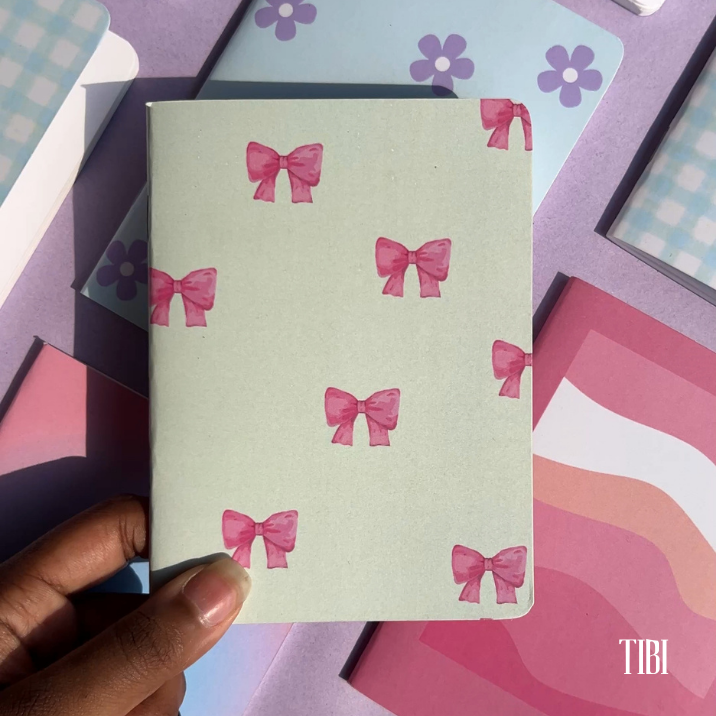 Blush & Bows pocket notebook 90 GSM soft cover pastel aesthetic stationery India