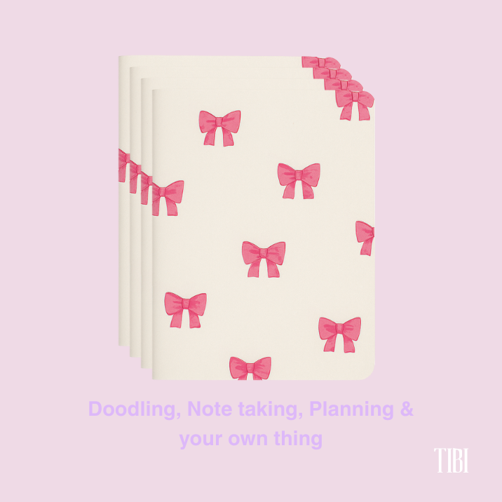 Blush & Bows pocket notebook 90 GSM soft cover pastel aesthetic stationery India
