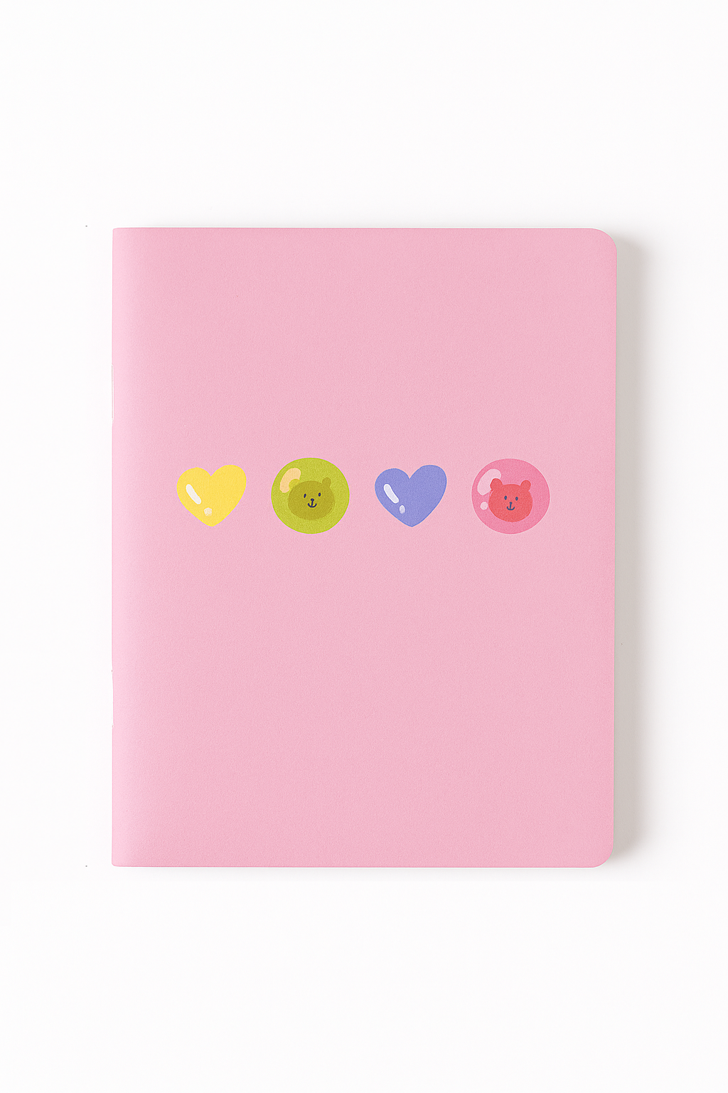 Bubble Bear Hearts pocket notebook – pastel cute stationery India soft cover 90 GSM by TIBI