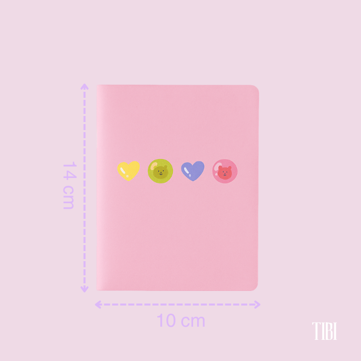 Bubble Bear Hearts pocket notebook – pastel cute stationery India soft cover 90 GSM by TIBI