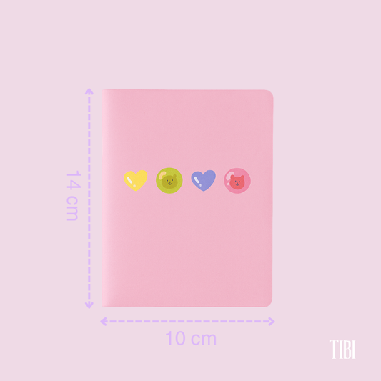 Bubble Bear Hearts pocket notebook – pastel cute stationery India soft cover 90 GSM by TIBI