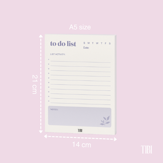 Lilac Focus To-do list planner A5 31 sheets 90 GSM cute planner stationery India