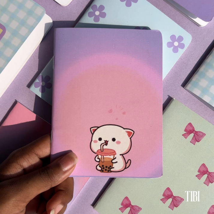 Meowcha Time pocket notebook 90 GSM pastel kitty design cute stationery India