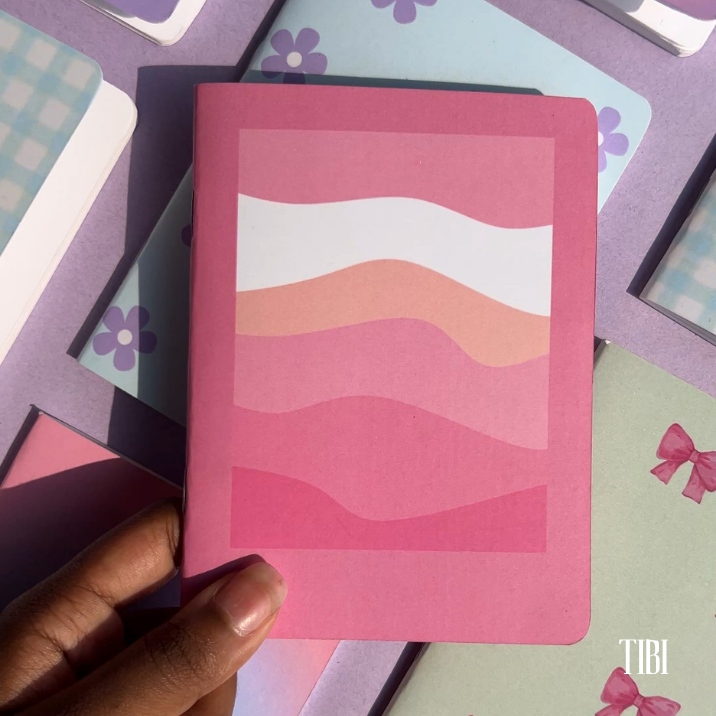 Pink Sands pocket notebook 90 GSM soft cover pastel wave design stationery India
