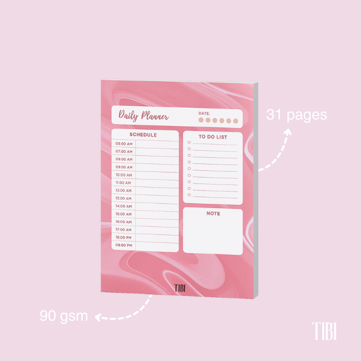 Pink priorities daily planner A5 90 GSM cute planner stationery India by TIBI