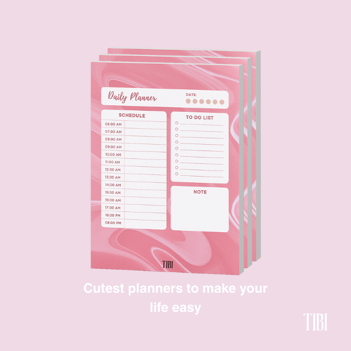 Pink priorities daily planner A5 90 GSM cute planner stationery India by TIBI