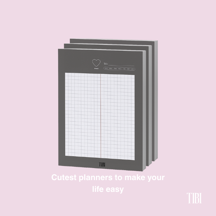 The Everyday Grid notepad A5 Grey 31 sheets 90 GSM grid planner stationery India by TIBI