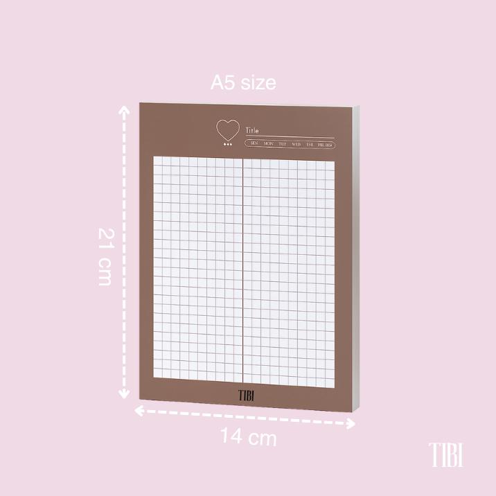 The Everyday Grid notepad A5 brown 31 sheets 90 GSM grid planner stationery India by TIBI