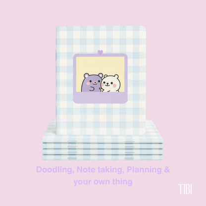 Blush & Blue Buddies pocket notebook India – cute soft cover pastel notebook 90 GSM paper by TIBI
