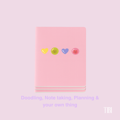 Bubble Bear Hearts pocket notebook – pastel cute stationery India soft cover 90 GSM by TIBI