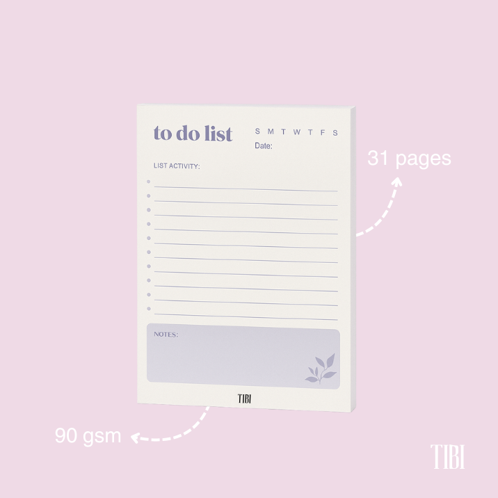 Lilac Focus To-do list planner A5 31 sheets 90 GSM cute planner stationery India