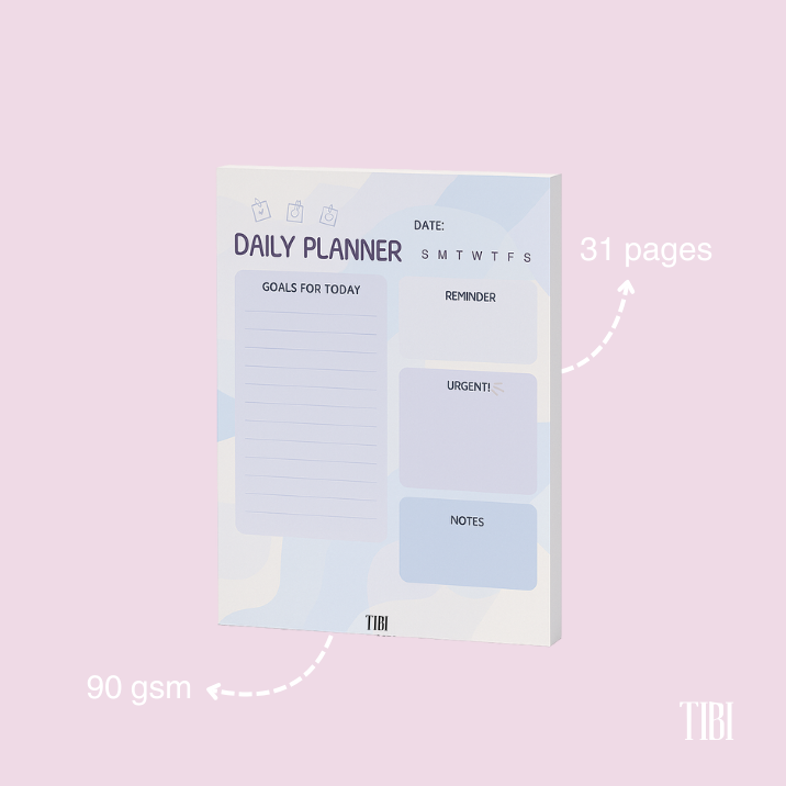 Pastel Priority daily planner A5 31 sheets 90 GSM pastel cute planner India by TIBI