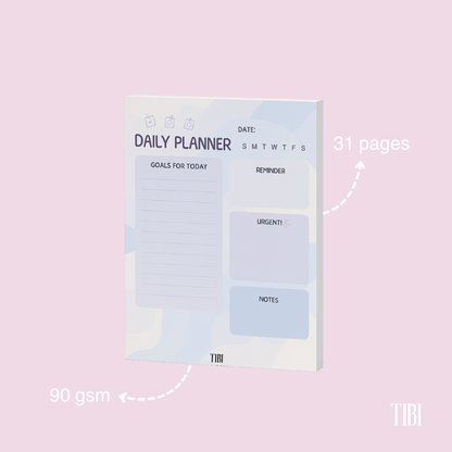 Pastel Priority daily planner A5 31 sheets 90 GSM pastel cute planner India by TIBI