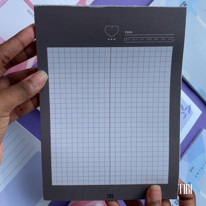 The Everyday Grid notepad A5 Grey 31 sheets 90 GSM grid planner stationery India by TIBI