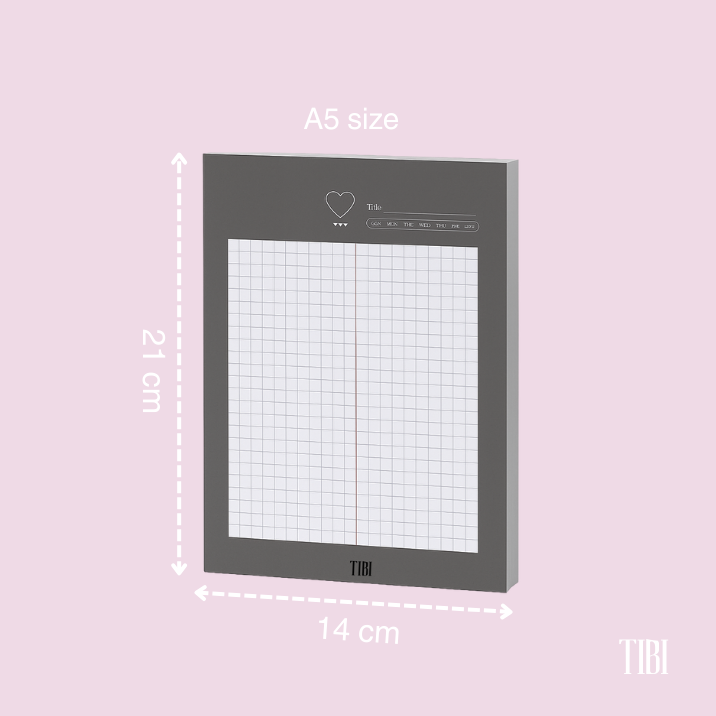 The Everyday Grid notepad A5 Grey 31 sheets 90 GSM grid planner stationery India by TIBI