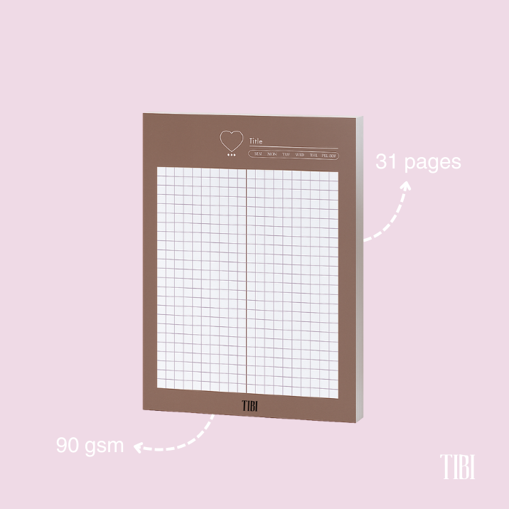 The Everyday Grid notepad A5 brown 31 sheets 90 GSM grid planner stationery India by TIBI